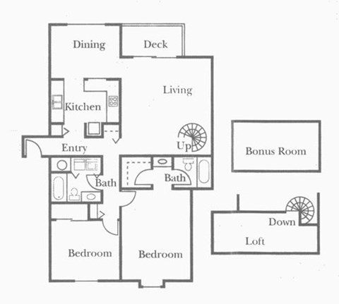 Floor plan for 2 beds, 2 baths, 1550 sqft